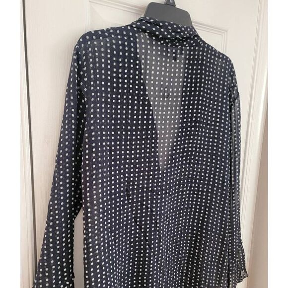 Theory Silk Chiffon Neck Tie Diamond Print Dress 6 - Picture 6 of 10